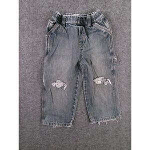 The Childrens Place Jeans Kid 24M Blue Carpenter Distressed Baggy Streetwear Y2K